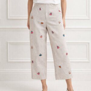 AUTOGRAPH NEW YORK Pin Striped Embroidered Capri Pants